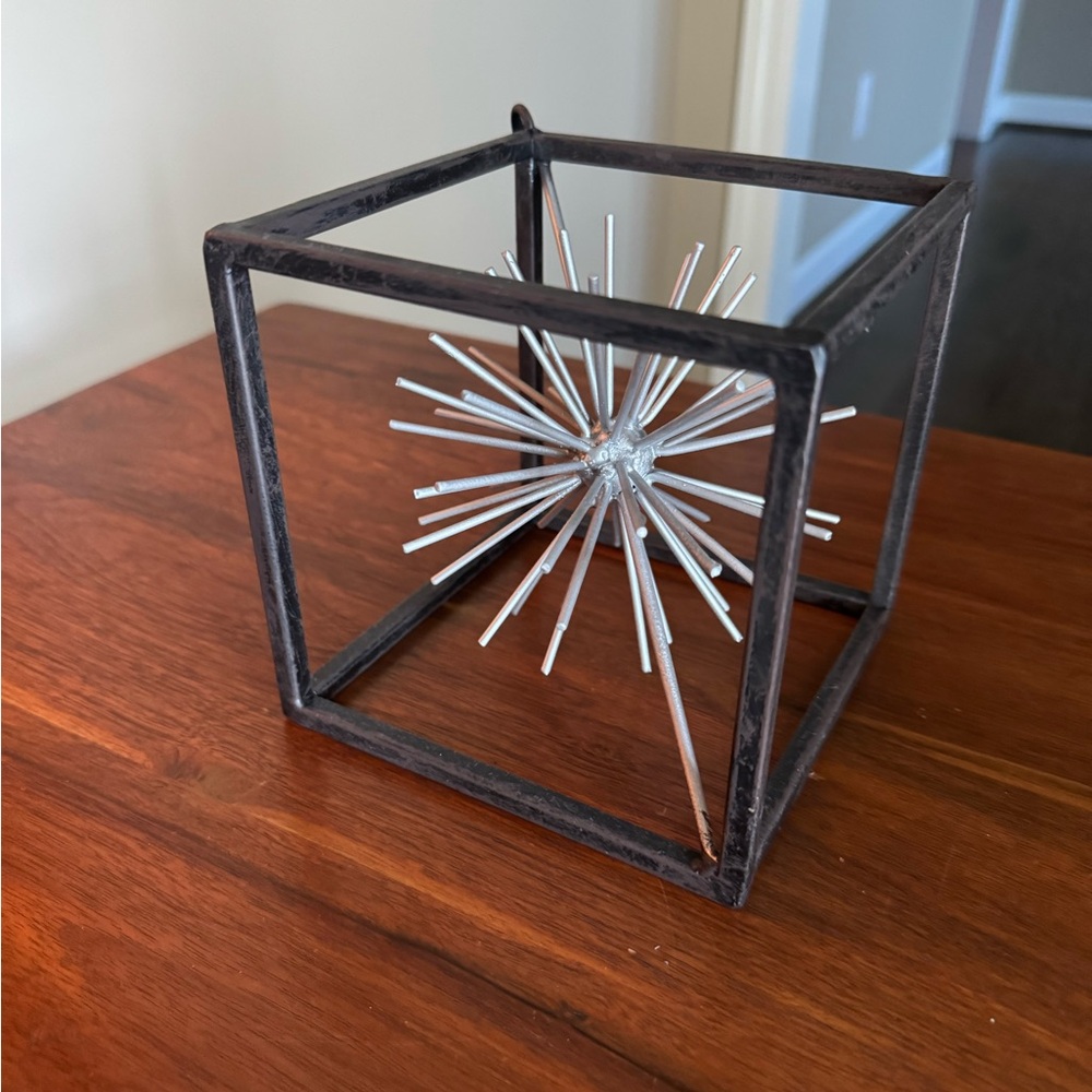 Modern Black and Silver Geometric Sculpture